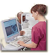 Our staff measuring the wavefront of a patients eye before wavefront guide Custom LASIK.